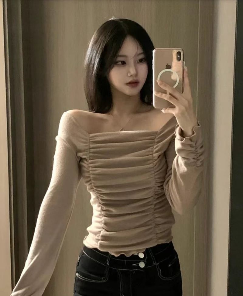 AFARRIER韓國直郵東大門實拍女裝新款24秋冬推薦長袖T恤羊毛AFARRIER長袖T恤