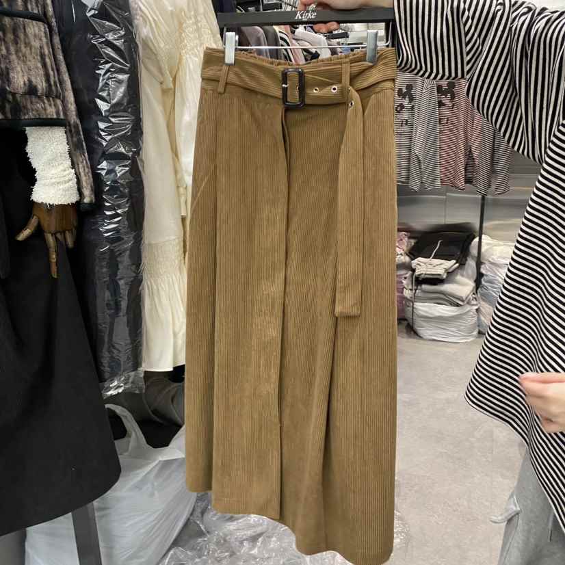 KirKe直郵韓國代購女裝新品時尚人氣24秋冬半身裙中短裙含腰帶KIRKE半身裙/中短裙