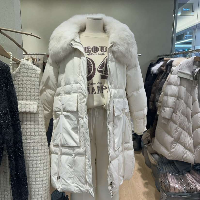 Butter-P直郵韓國代購女裝新款休閑真品24秋冬長款羽絨服絨BUTTER-P長款羽絨服