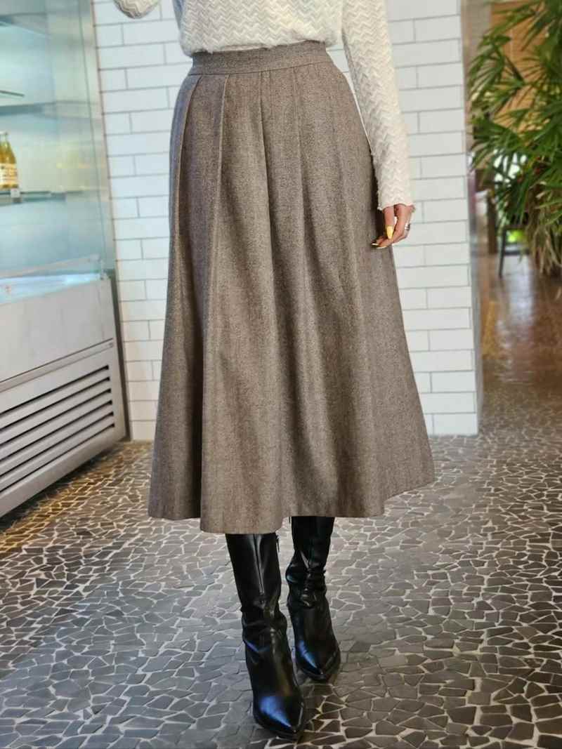 MARID韓國直郵女裝新款職業真品人氣推薦熱賣長裙人字紋羊毛WITHMOON長裙