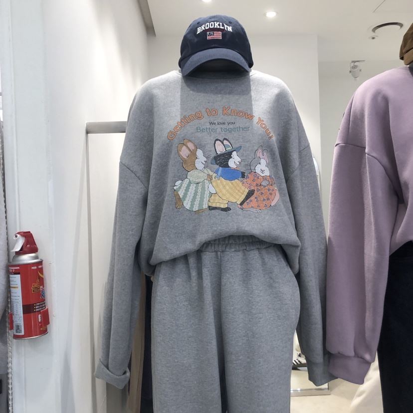 FAR韓國直郵東大門實拍女裝新品人氣24秋冬職業衛衣加絨拉絨X-MOOD衛衣