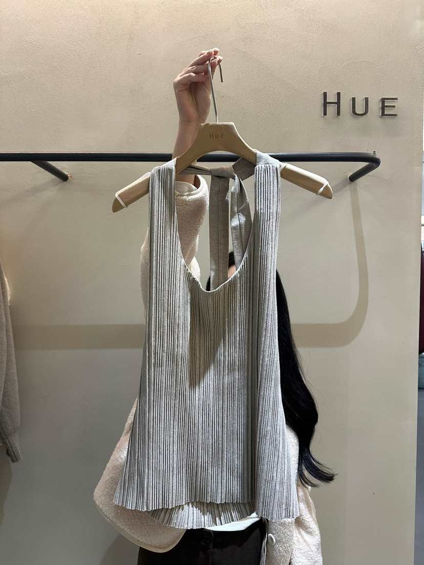 HUE直郵韓國代購女裝新品時尚推薦真品人氣熱賣吊帶背心百褶ERIA/HUE吊帶/背心