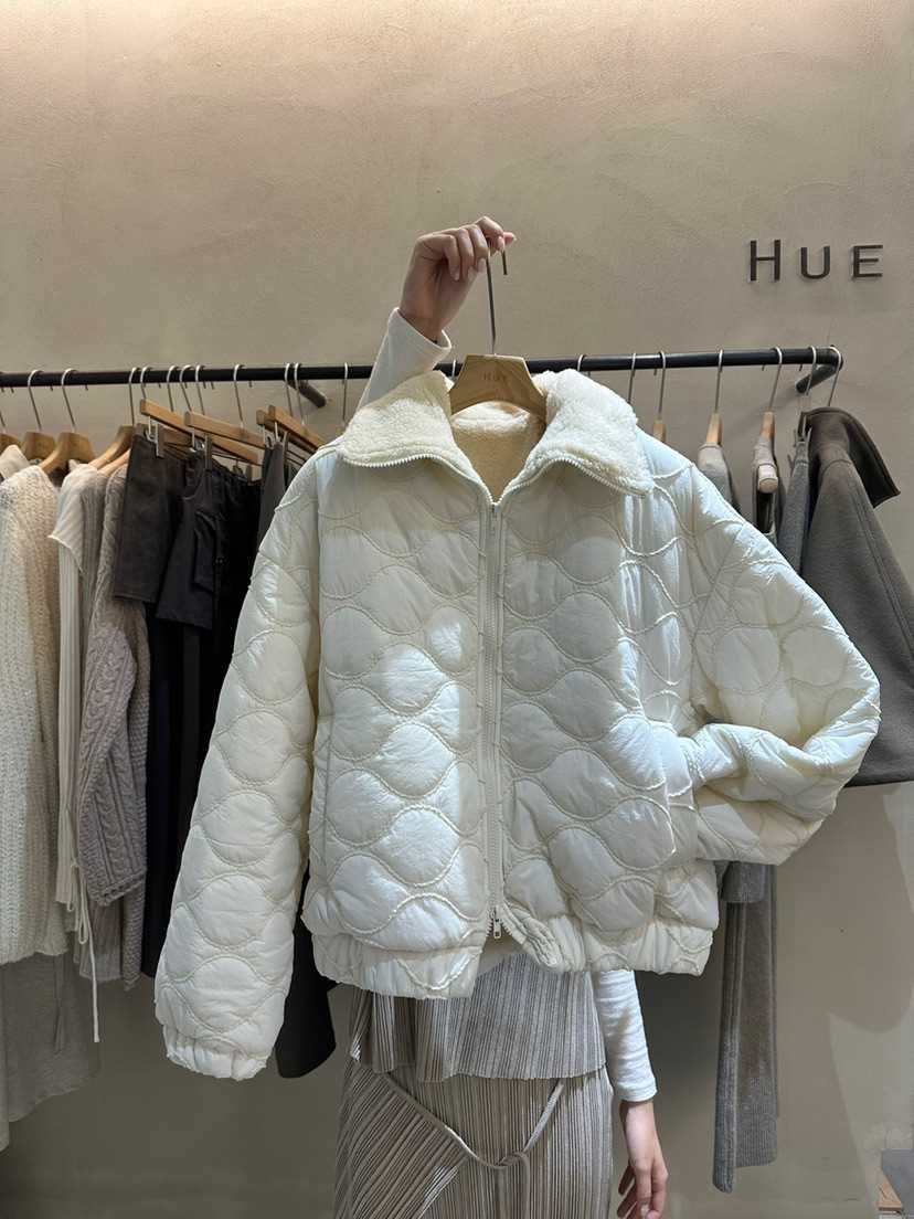 HUE直郵韓國代購女裝新款時尚24秋冬職業真品夾克抓絨拉鏈ERIA/HUE夾克