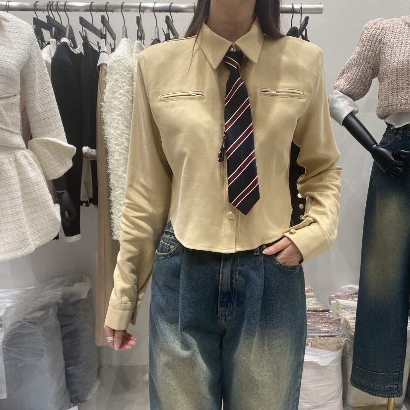 Lottimo直郵韓國代購女裝新品時尚熱賣人氣24秋冬襯衫蕾絲衫LOTTIMO襯衫/蕾絲衫