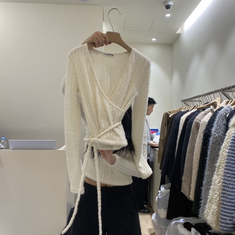 FLOWER韓國直郵女裝新品真品熱賣推薦休閑24秋冬針織衫含腰繩FLOWER針織衫