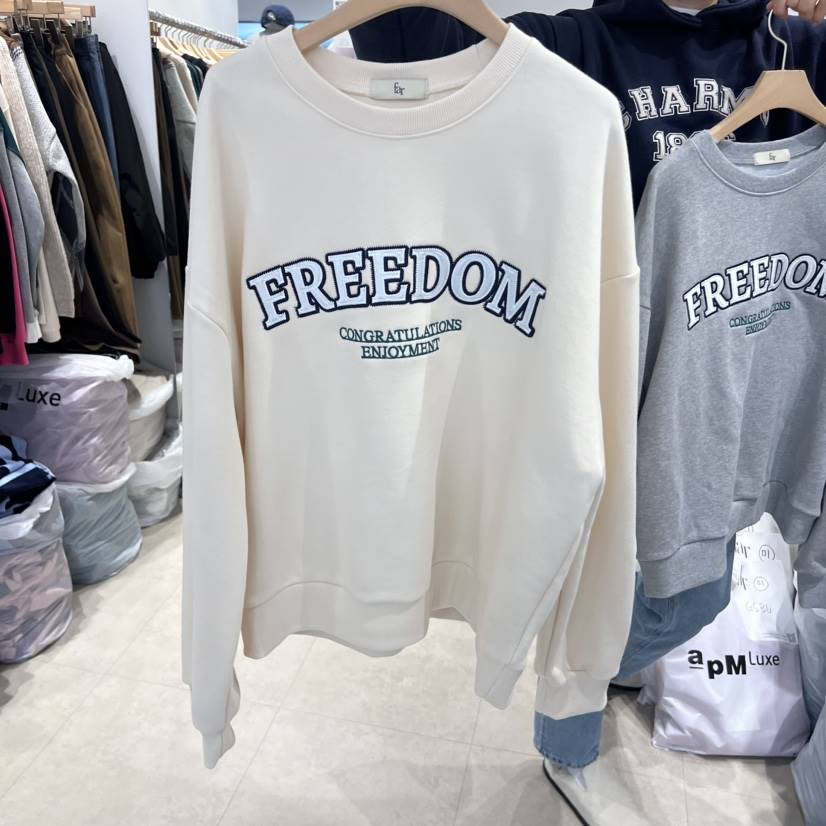 FAR東大門直郵女裝新品24秋夏職業休閑時尚熱賣衛衣不加絨刺繡X-MOOD衛衣