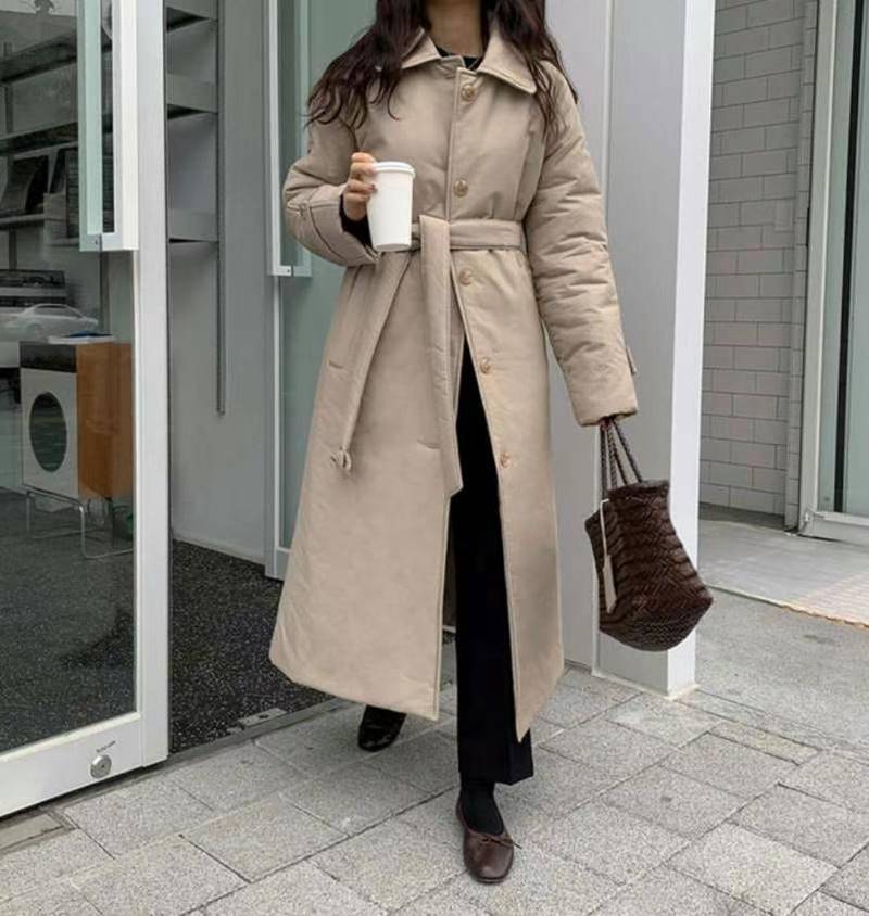 MY YOUNG韓國直郵東大門實拍女裝新款時尚真品長款棉服填充RIPPLE長款棉服