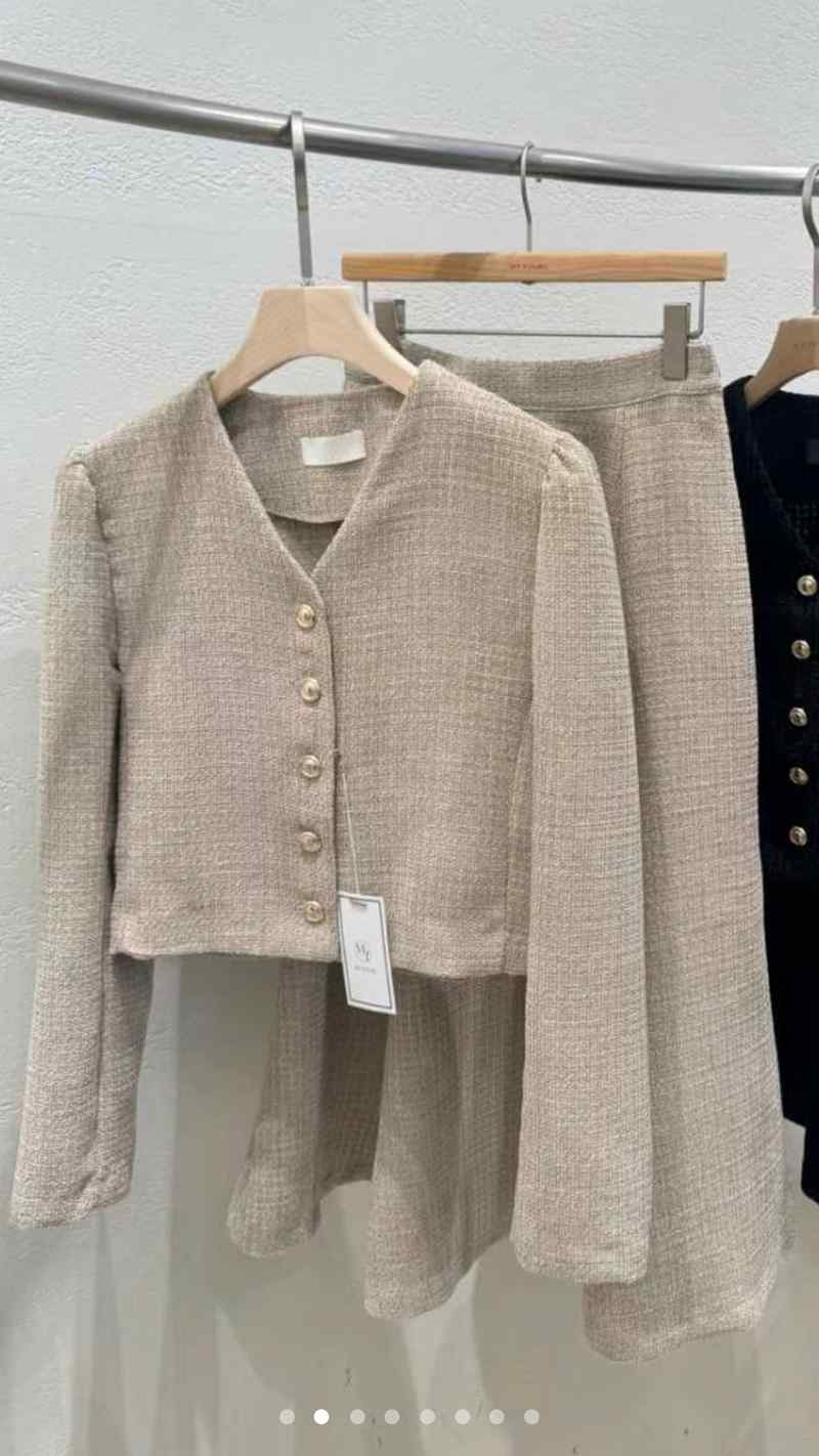 MY YOUNG韓國直郵東大門實拍女裝新品休閑24秋冬職業套裝花呢RIPPLE套裝