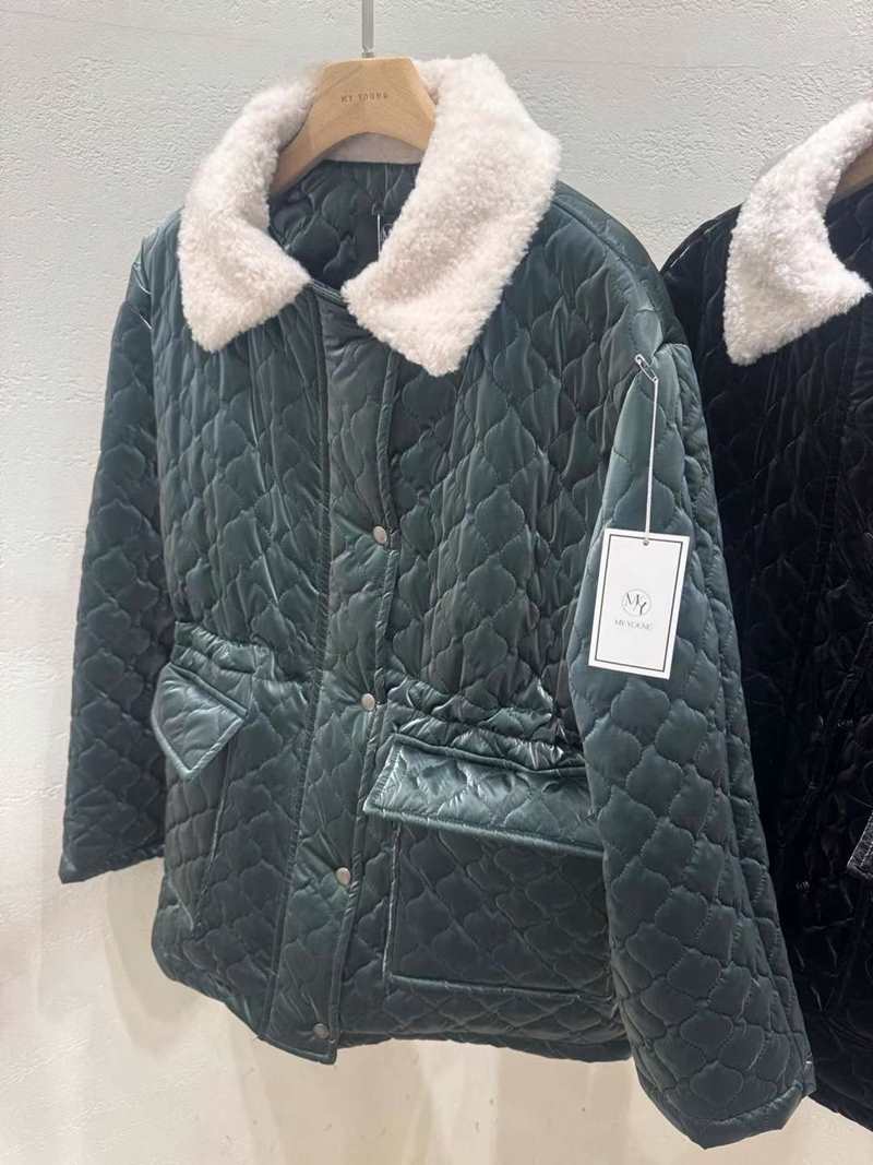 MY YOUNG韓國直郵東大門實拍女裝新品真品休閑24秋冬短款棉服RIPPLE短款棉服