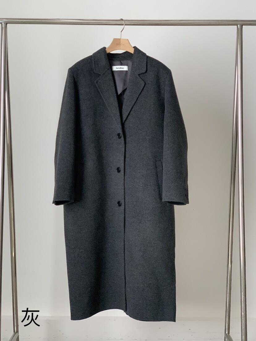 Sendtwo東大門代購女裝新品熱賣職業24秋夏真品時尚中長款大衣SENDTWO中長款大衣