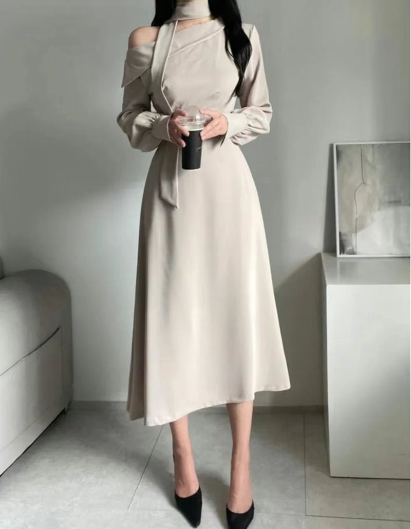 ETEMOY韓國直郵女裝新款24秋冬職業人氣推薦熱賣連衣裙含脖帶ETEMOY連衣裙