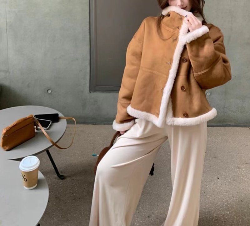 ETEMOY韓國直郵東大門代購女裝新品職業真品時尚短款大衣雙面ETEMOY短款大衣