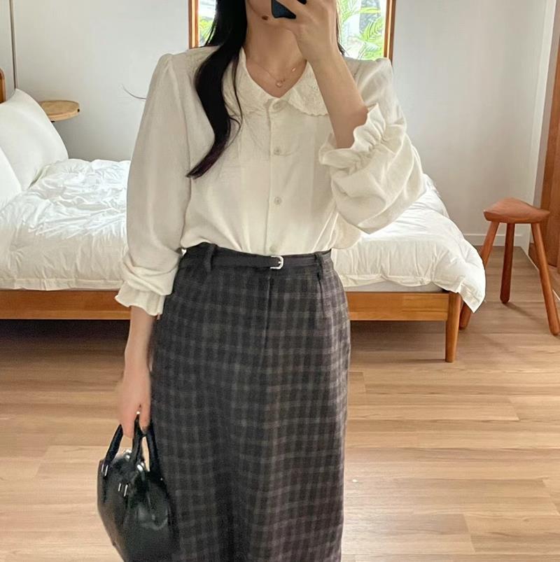 JNE直郵韓國代購女裝新品人氣職業時尚推薦休閑24秋冬襯衫蕾絲衫JNE襯衫/蕾絲衫