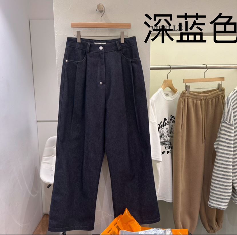 Vibelle韓國直郵女裝新品推薦24秋冬熱賣休閑時尚牛仔褲拉絨VIBELLE牛仔褲