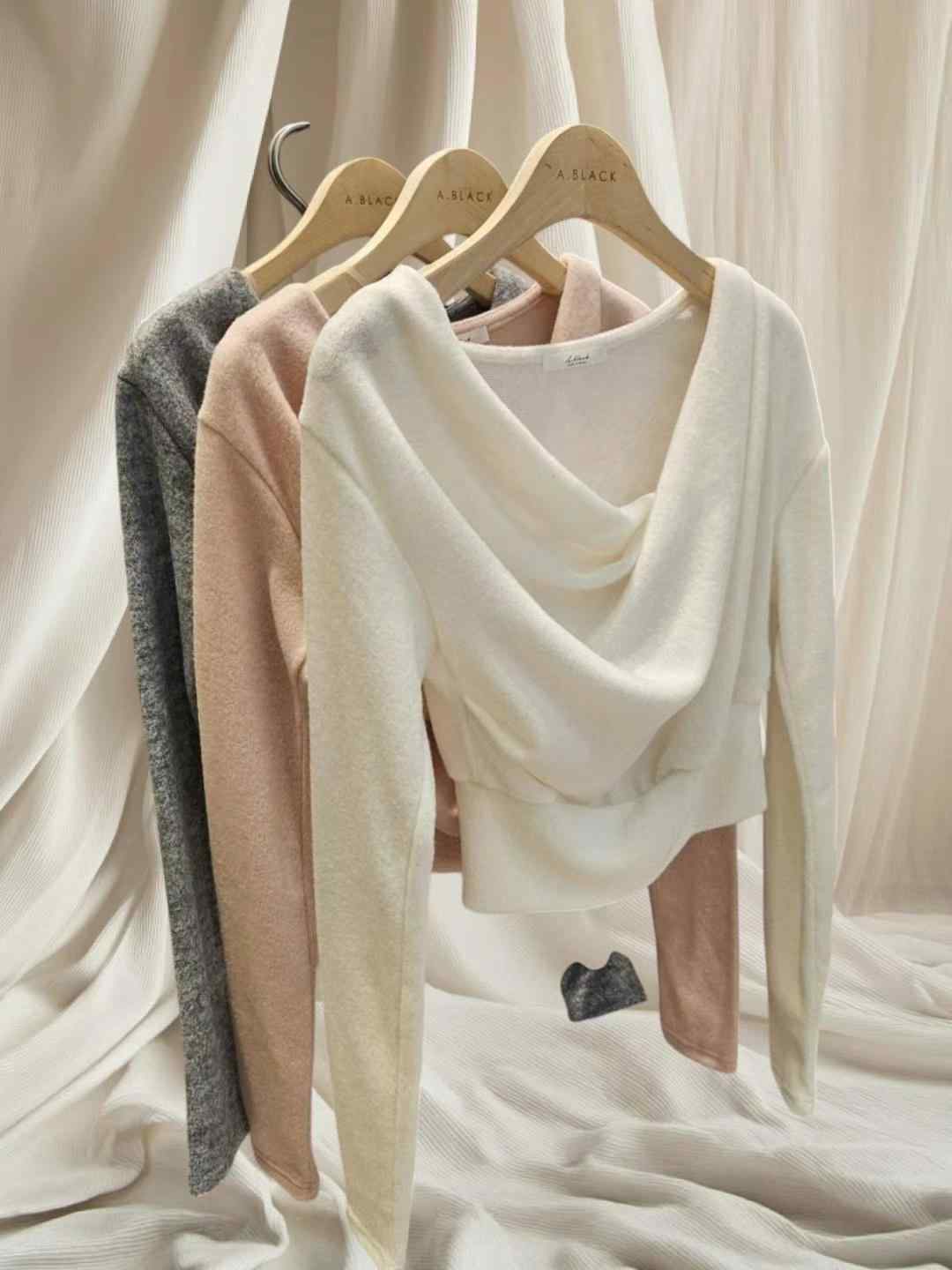 A BLACK直郵韓國代購女裝新品真品熱賣24秋冬休閑職業長袖T恤HARUHA長袖T恤