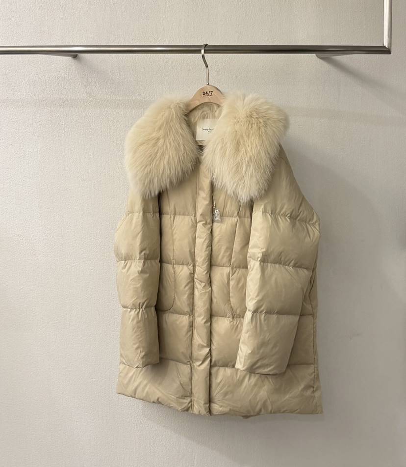 TEWNTY FOUR SEVEN24-7東大門直郵女裝新品熱賣長款羽絨服狐貍填充鴨絨TEWNTY FOUR SEVEN24-7長款羽絨服