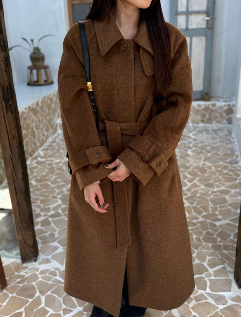 de goyou韓國代購女裝新款24秋夏休閑職業推薦熱賣中長款大衣WATER MELON中長款大衣