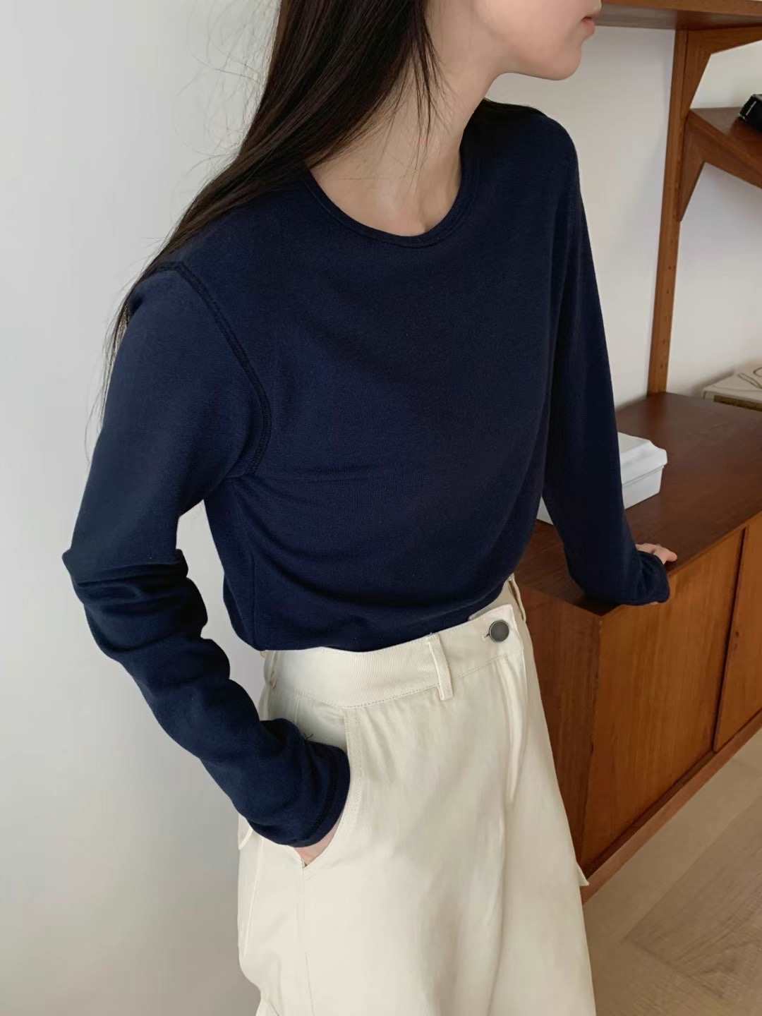 MOOD BEIGE東大門實拍女士新款職業真品休閑24秋夏長袖T恤MOOD BEIGE長袖T恤