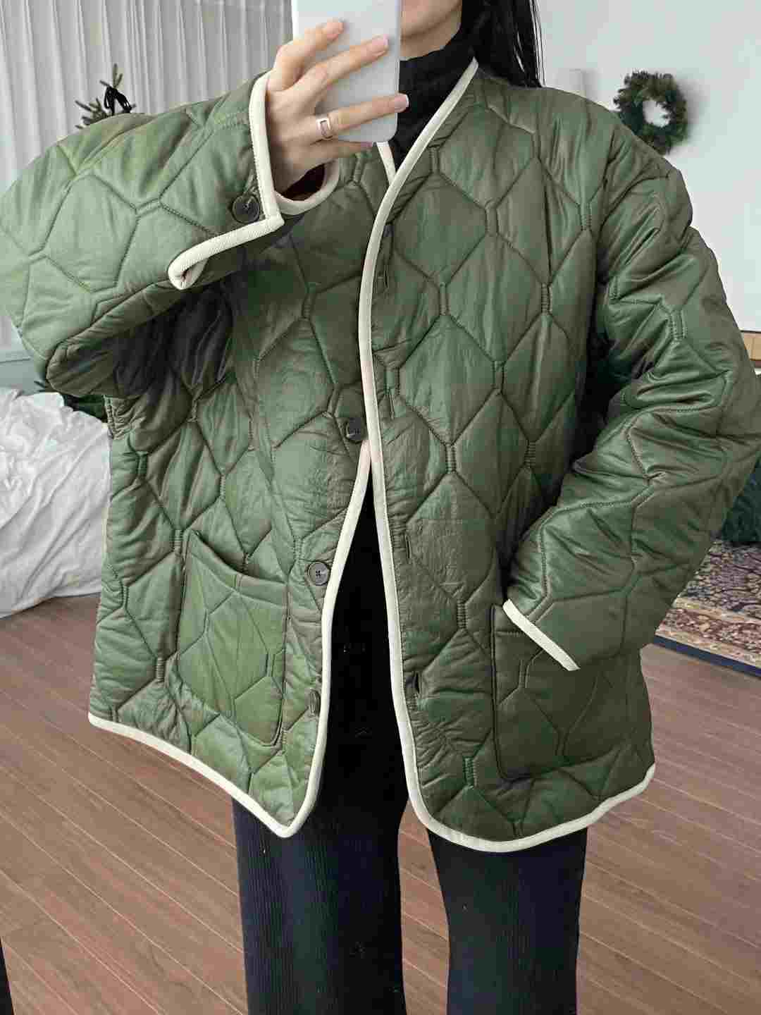 UNPLAN韓國直郵東大門實拍女裝新款時尚休閑真品短款棉服絎縫UNPLAN短款棉服