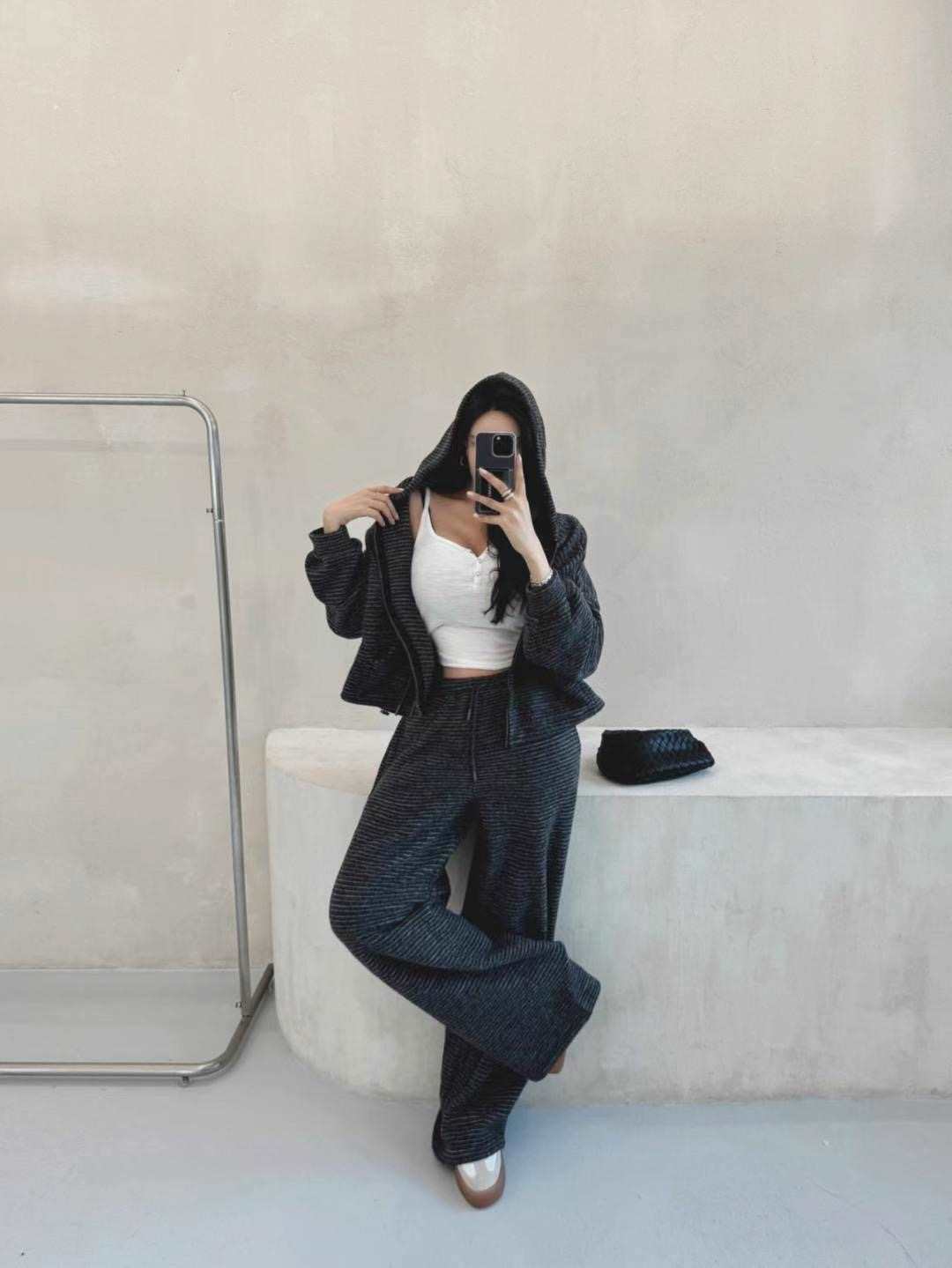 COZCAT韓國直郵東大門實拍女裝新款真品24秋冬休閑套裝拉絲COZCAT套裝