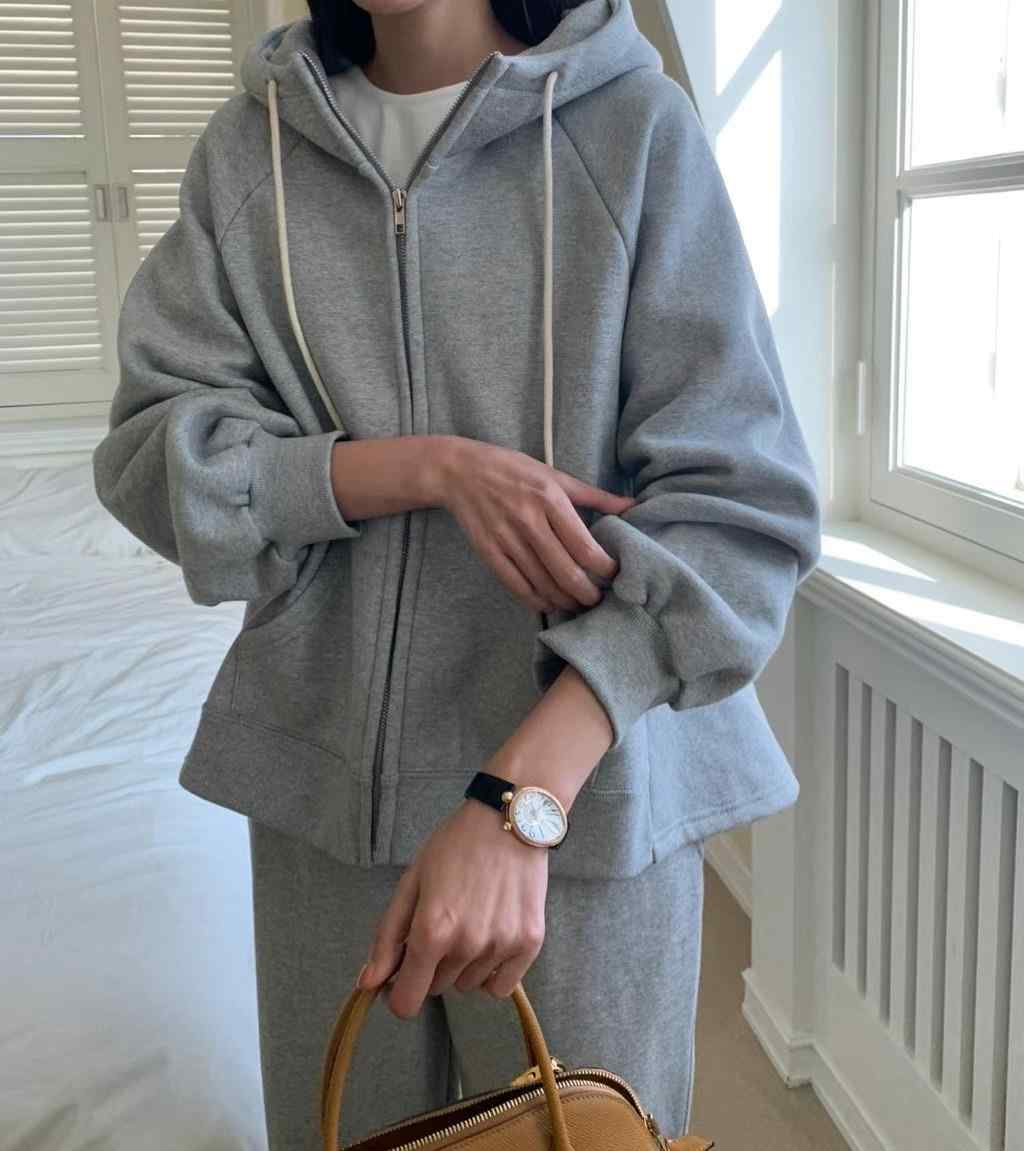 LUCKY ROOM直郵韓國代購女裝新款真品推薦夾克拉絨拉鏈連帽LUCKY ROOM夾克