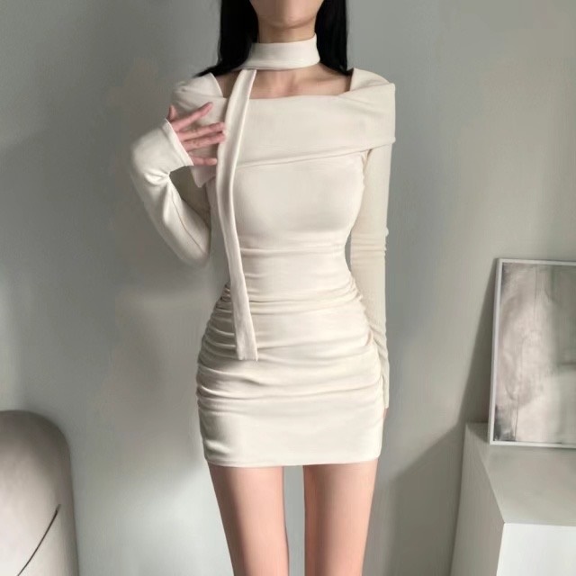 Ruhot直郵韓國代購女裝新款時尚熱賣人氣職業推薦連衣裙含脖帶Ruhot連衣裙