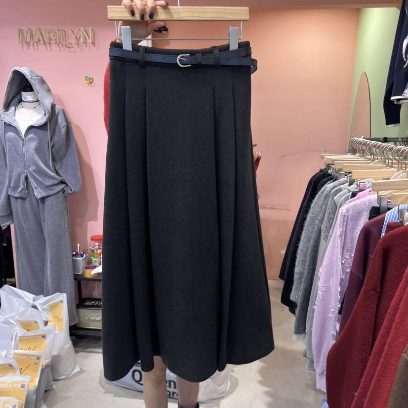 MARILYN東大門代購女裝新品人氣職業半身裙中短裙包含腰帶褶皺MARILYN半身裙/中短裙