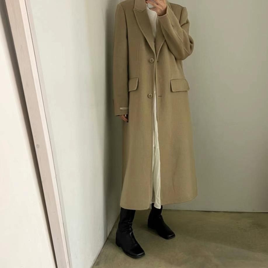 OLZE-올제-T韓國代購女士新款推薦時尚真品中長款大衣含腰帶OLZE-올제-T中長款大衣