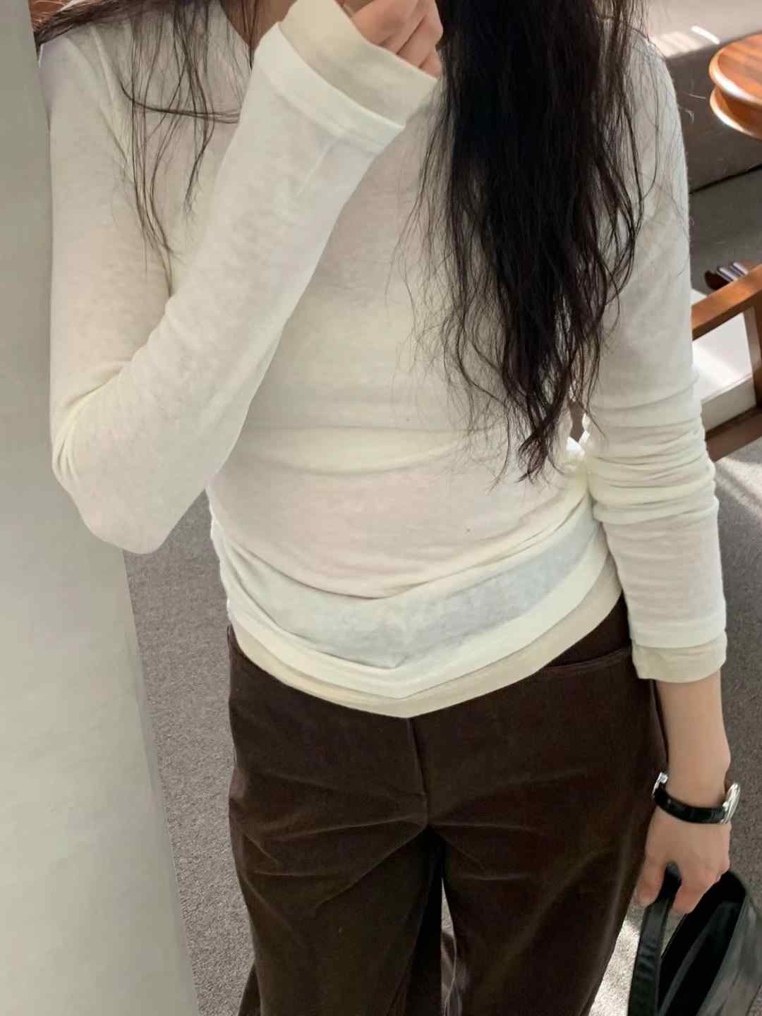 DINING韓國代購女裝新品真品人氣休閑時尚職業長袖T恤安哥拉DINING長袖T恤