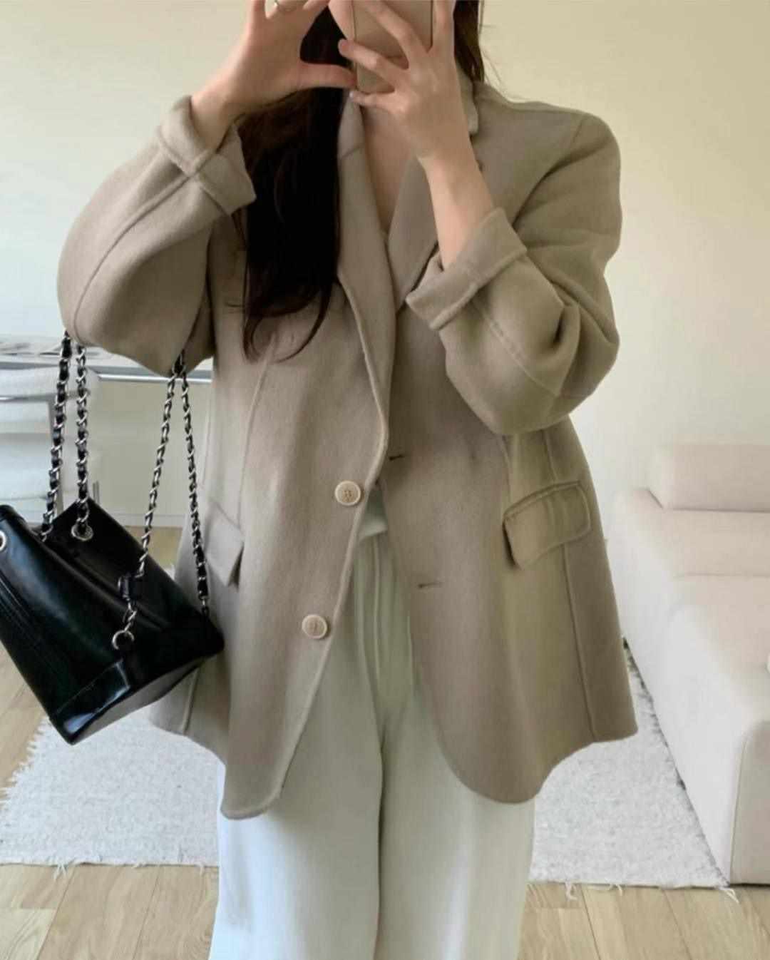 OLZE-올제-T東大門代購女裝新款真品職業推薦人氣短款大衣OLZE-올제-T短款大衣