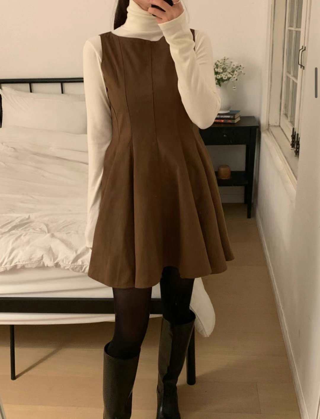 TREEAN直郵韓國代購女裝新品真品熱賣人氣職業連衣裙絨面革TREEAN連衣裙