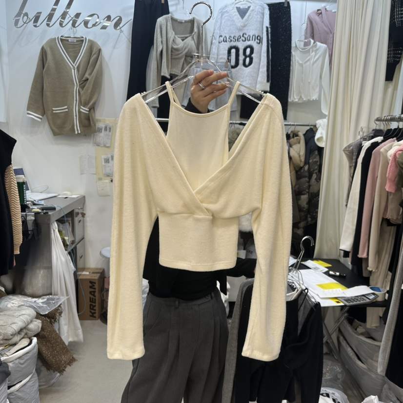 BILLION-L韓國直郵女裝新款熱賣真品人氣休閑針織衫假兩件BILLION-L針織衫
