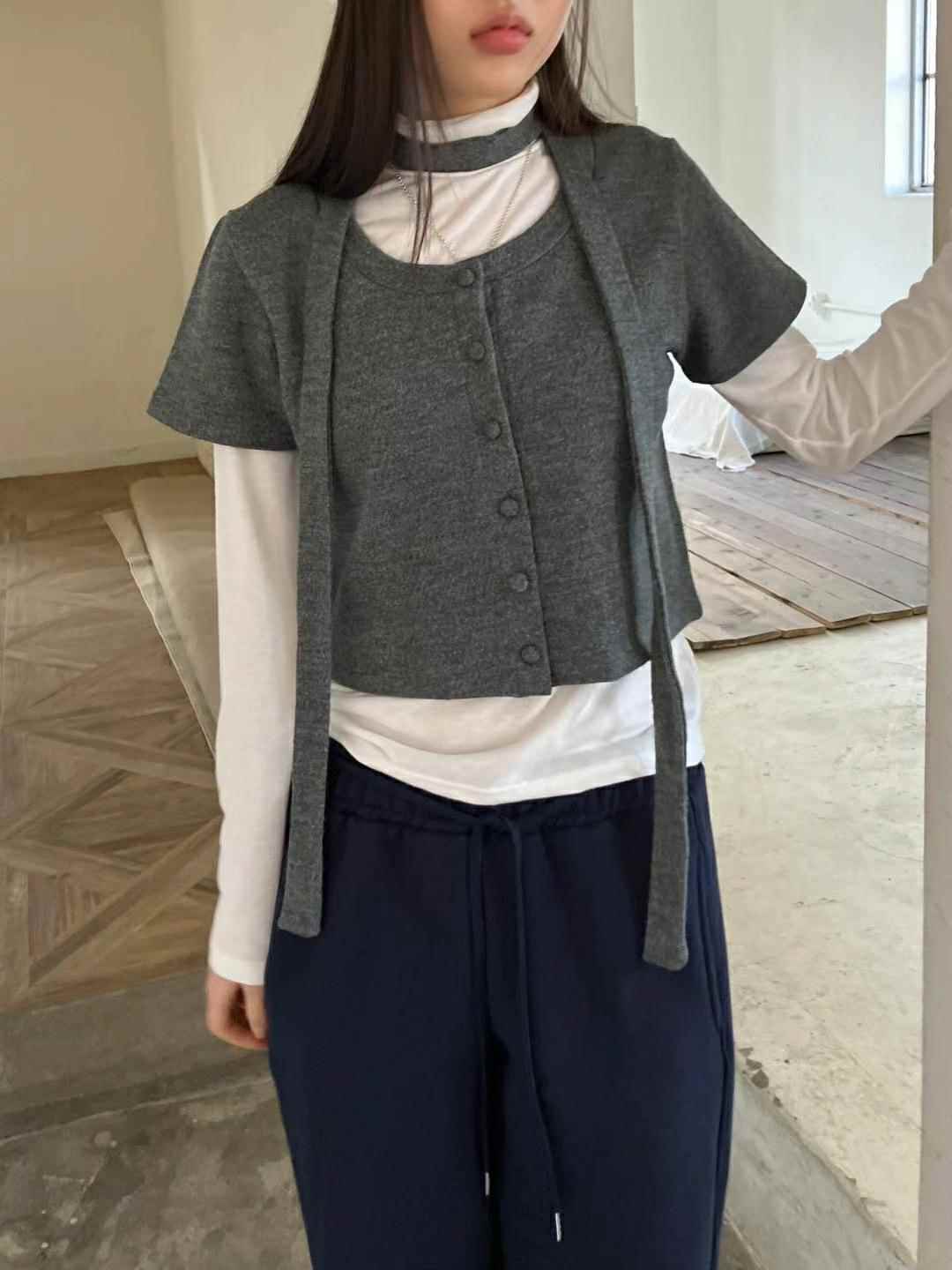 REGULAR東大門直郵女裝新款24秋冬時尚推薦休閑針織衫含脖帶REGULAR針織衫