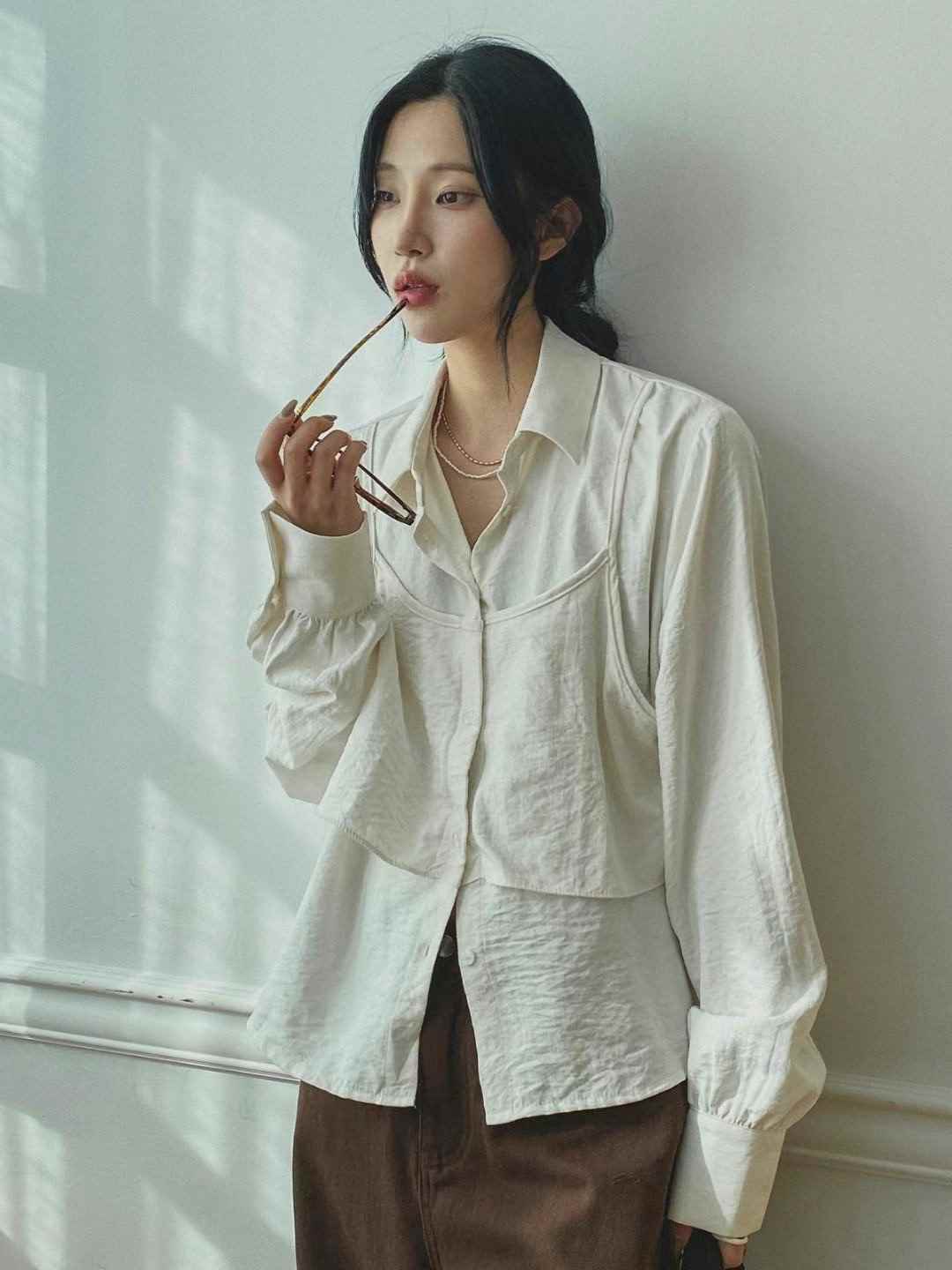 NADA韓國直郵女裝新品人氣時尚熱賣24秋冬真品推薦襯衫蕾絲衫NADA襯衫/蕾絲衫