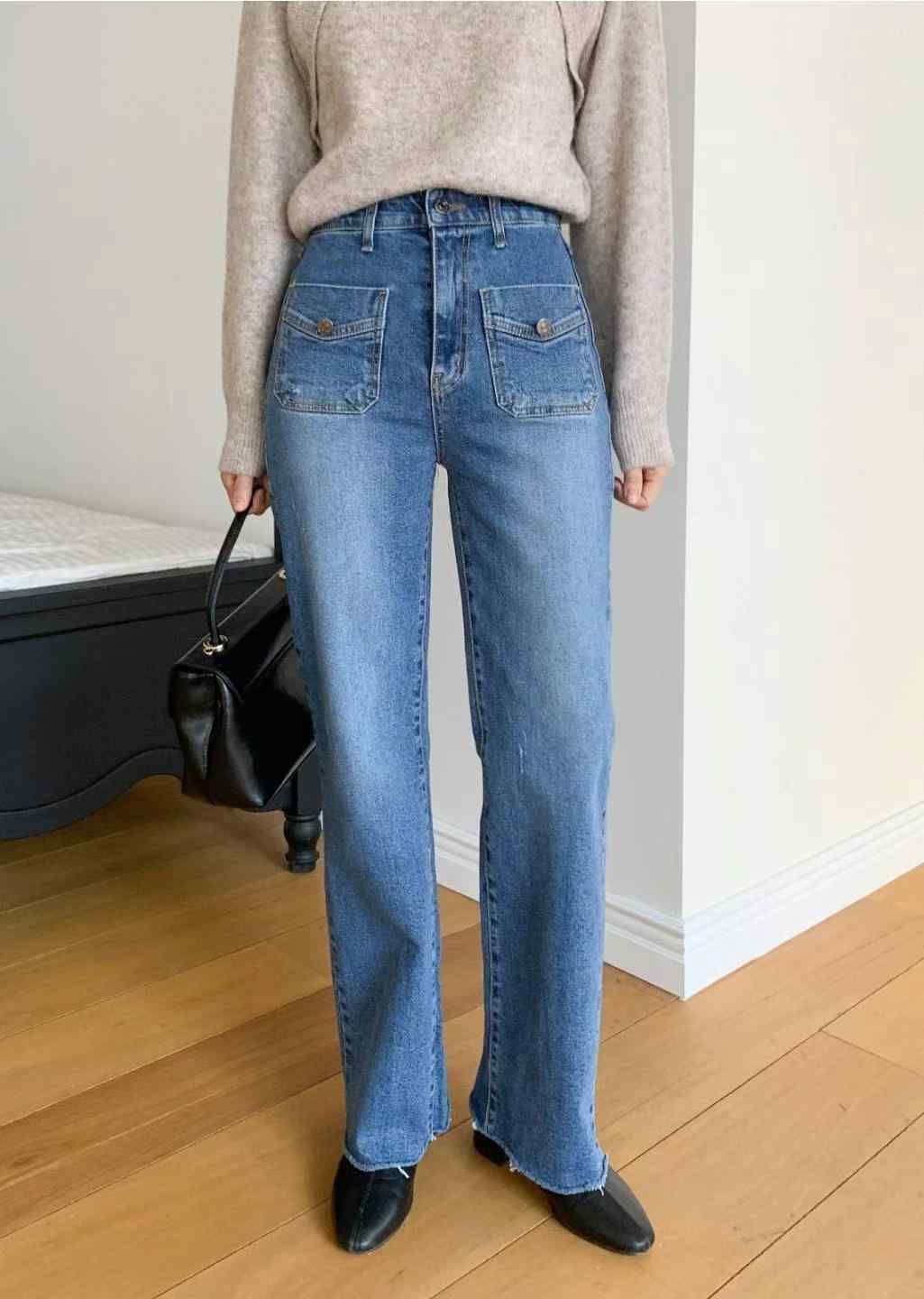 7STAR韓國直郵東大門代購女裝新品休閑24秋冬熱賣職業牛仔褲7STAR牛仔褲