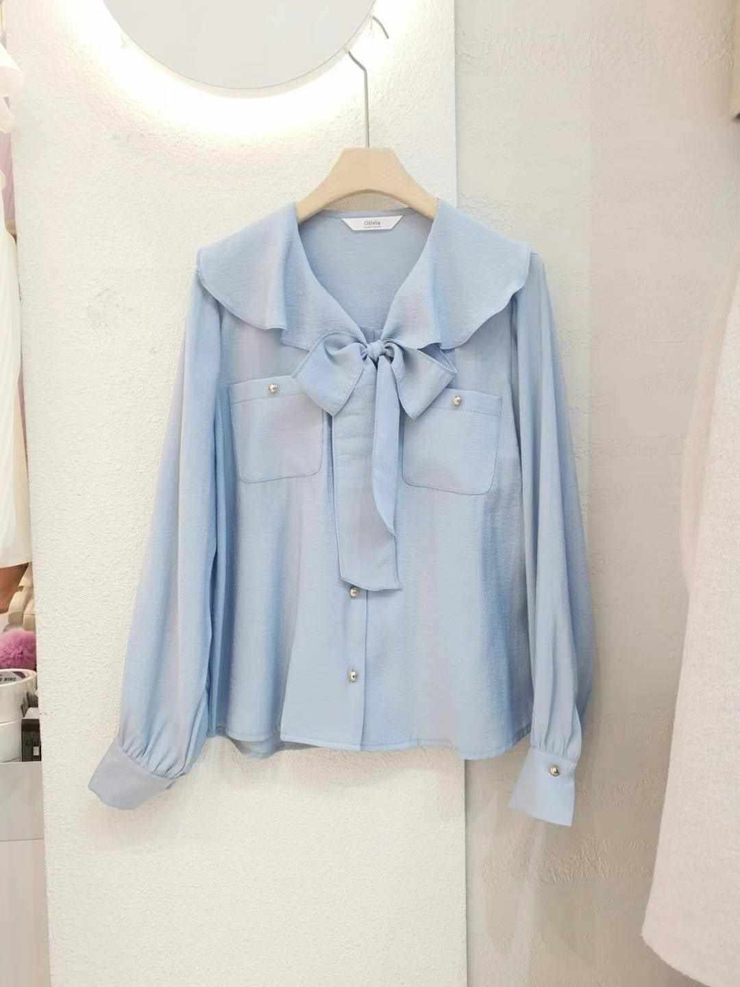 OLIVIA韓國直郵女裝新品時尚熱賣人氣職業真品24秋冬襯衫蕾絲衫OLIVIA襯衫/蕾絲衫