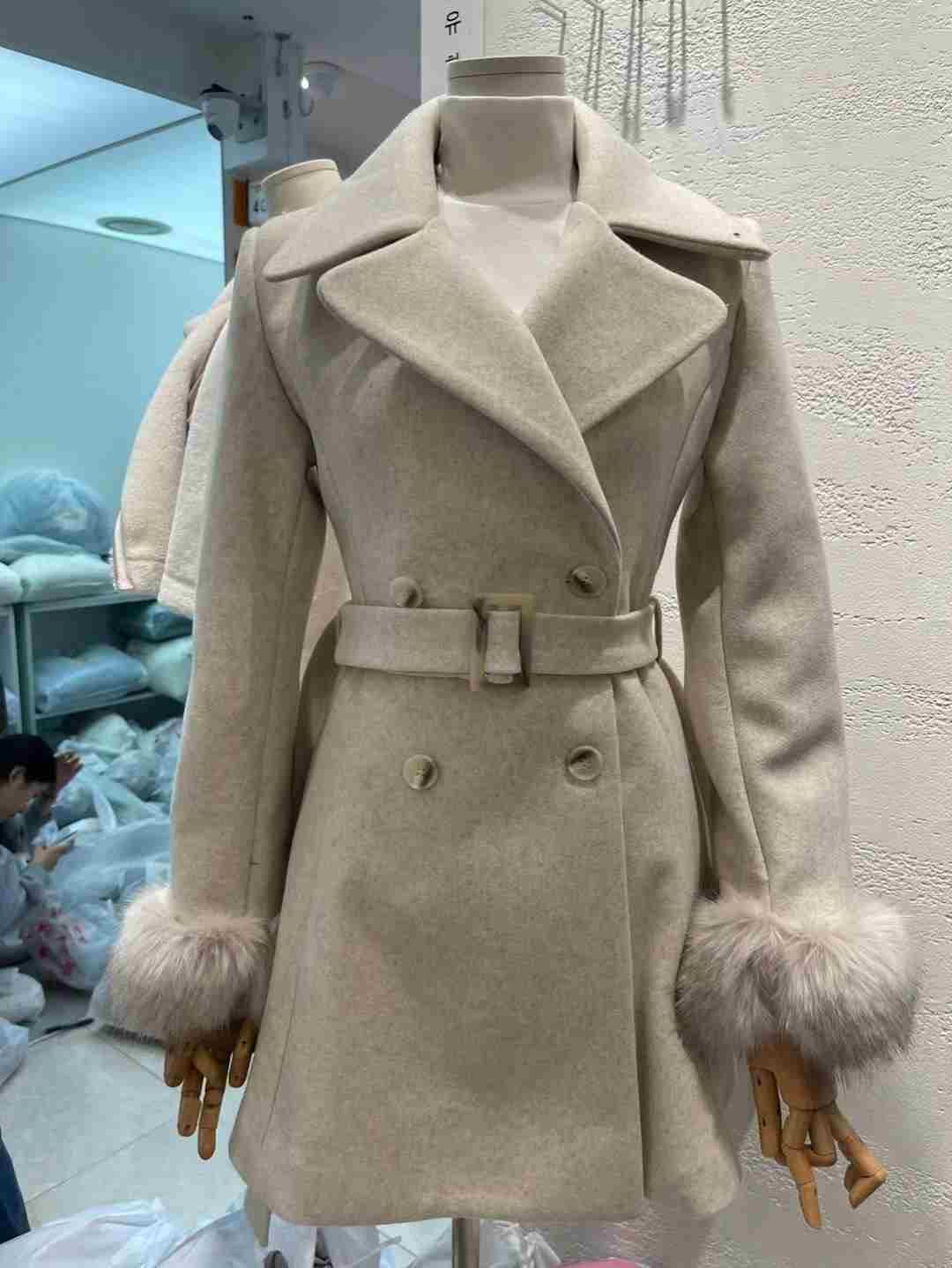 EEYOU東大門代購女士新品休閑熱賣時尚人氣中長款大衣含腰帶EEYOU中長款大衣