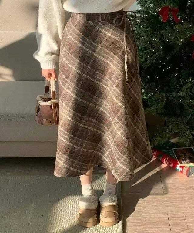 OLIVIA東大門代購女士新品職業24秋冬半身裙中短裙格紋半身裙OLIVIA半身裙/中短裙