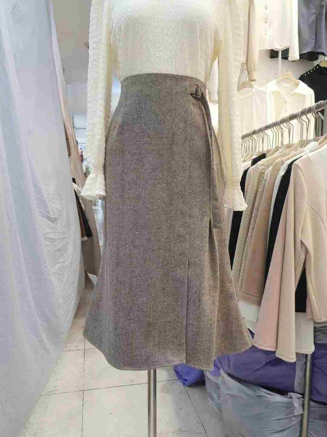 OLIVIA東大門代購女士新品推薦休閑熱賣真品職業長裙人字紋OLIVIA長裙
