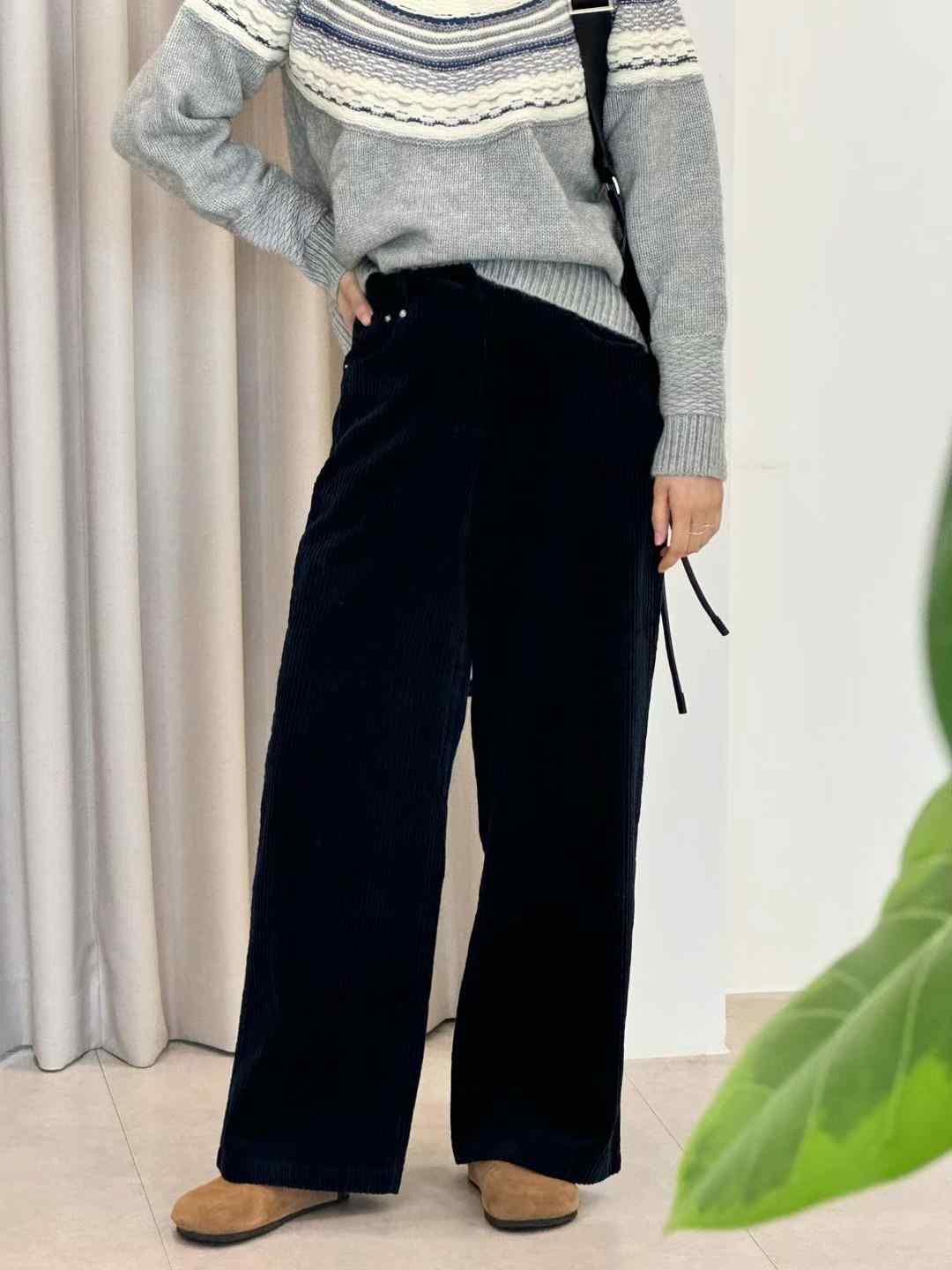 LEREVE韓國直郵東大門實拍女裝新款職業真品時尚休閑褲燈心絨LEREVE休閑褲