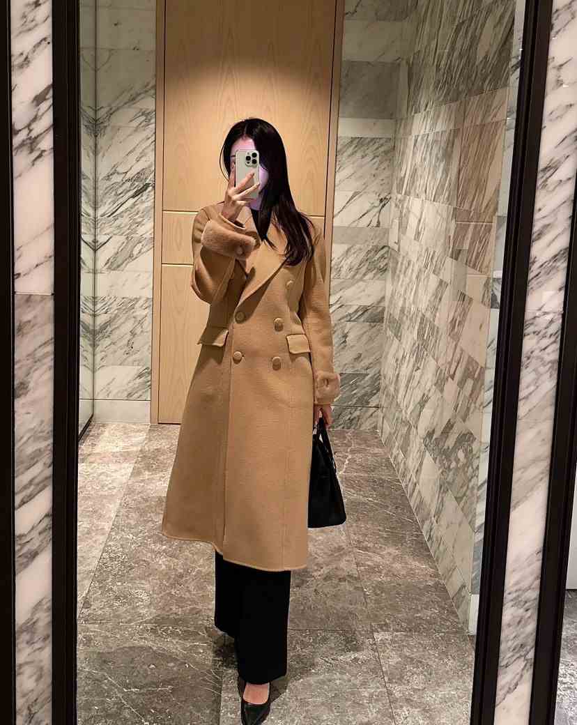 ON:UP東大門直郵女士新品人氣職業熱賣中長款大衣手工制作水貂ON:UP中長款大衣