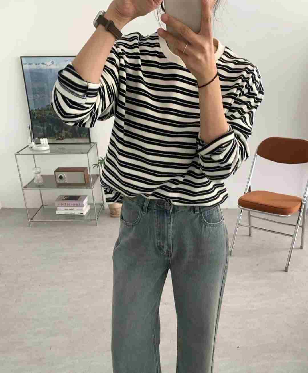 DIFFER直郵韓國代購女裝新品24秋冬時尚休閑推薦職業長袖T恤DIFFER長袖T恤