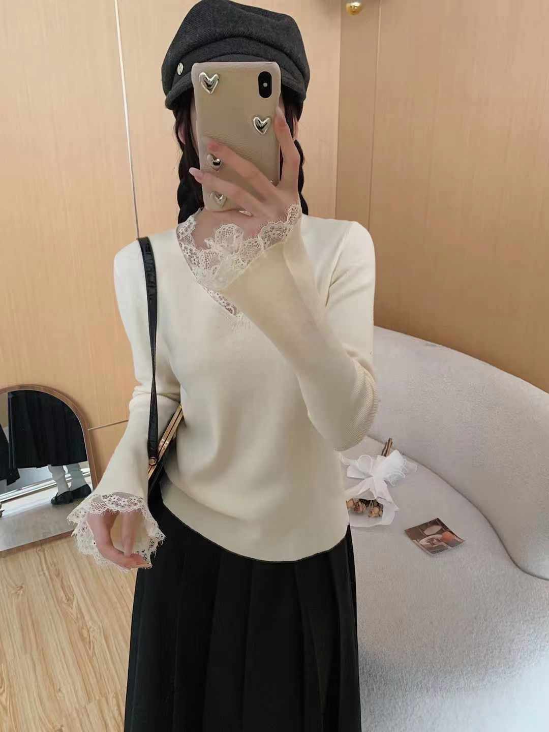 DIFFER韓國直郵女裝新品職業熱賣推薦時尚人氣真品針織衫蕾絲DIFFER針織衫