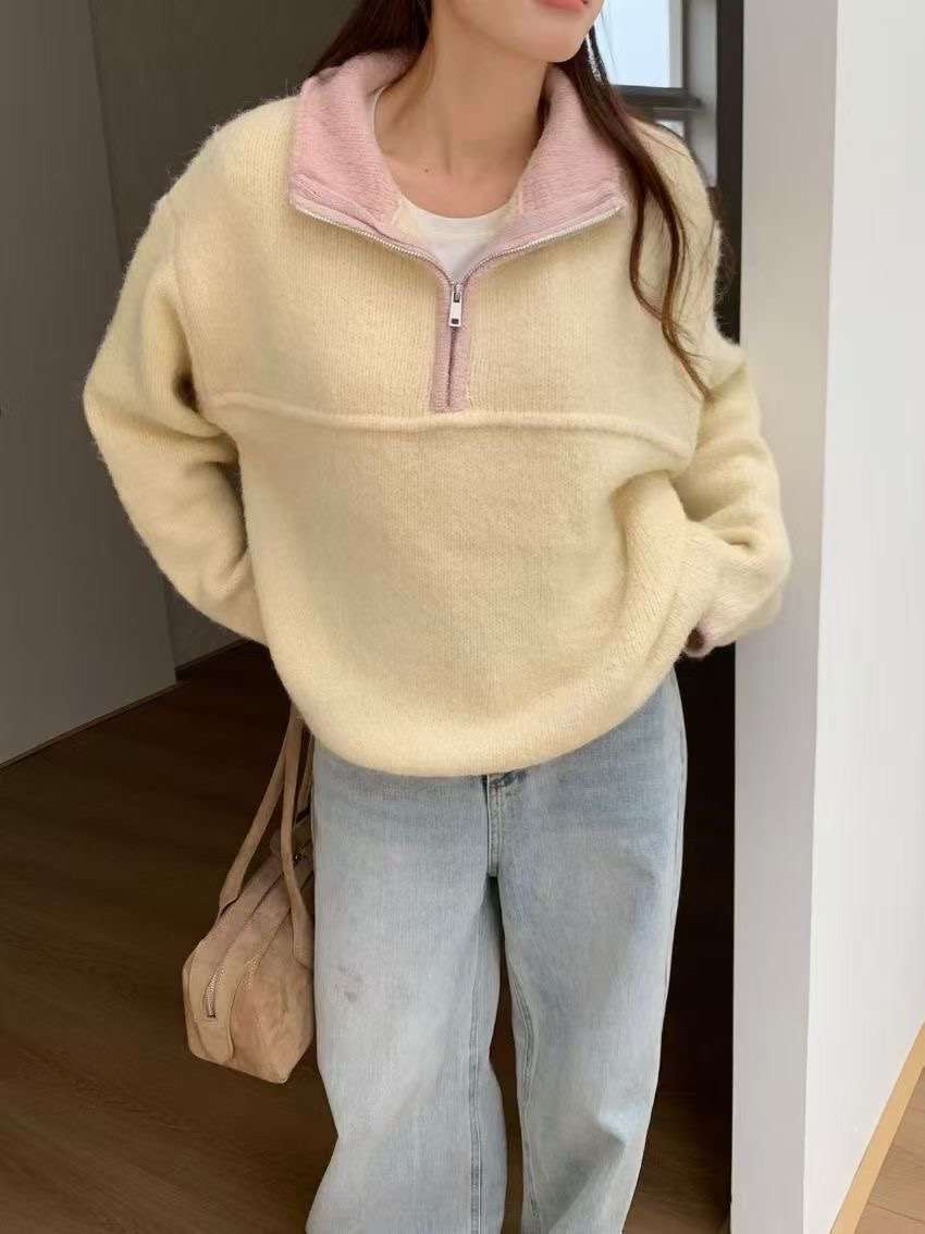 DIFFER韓國直郵東大門實拍女裝新品人氣休閑熱賣職業衛衣拉鏈DIFFER衛衣
