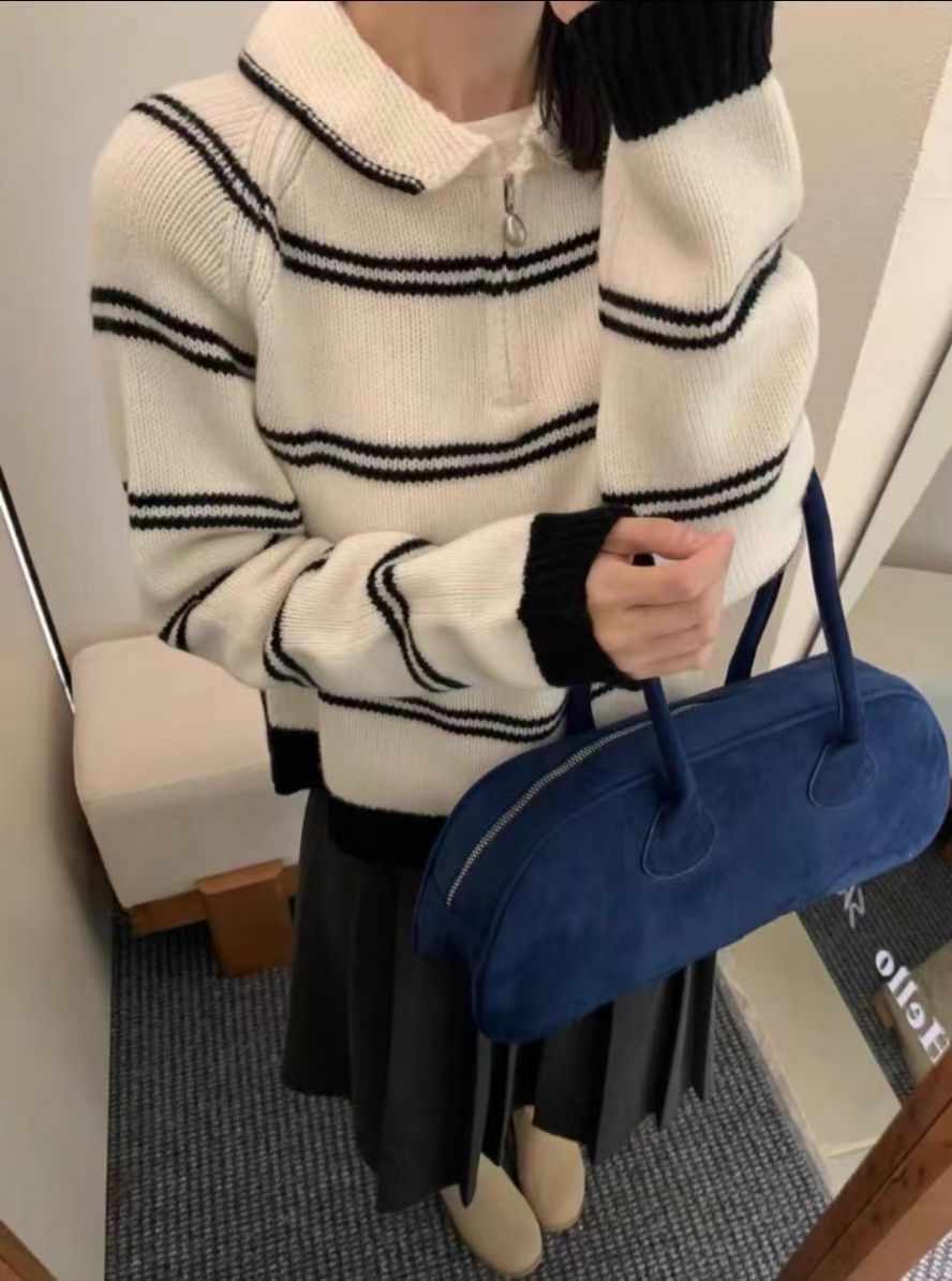 DIFFER直郵韓國代購女裝新品職業休閑真品推薦針織衫拉鏈圓領DIFFER針織衫