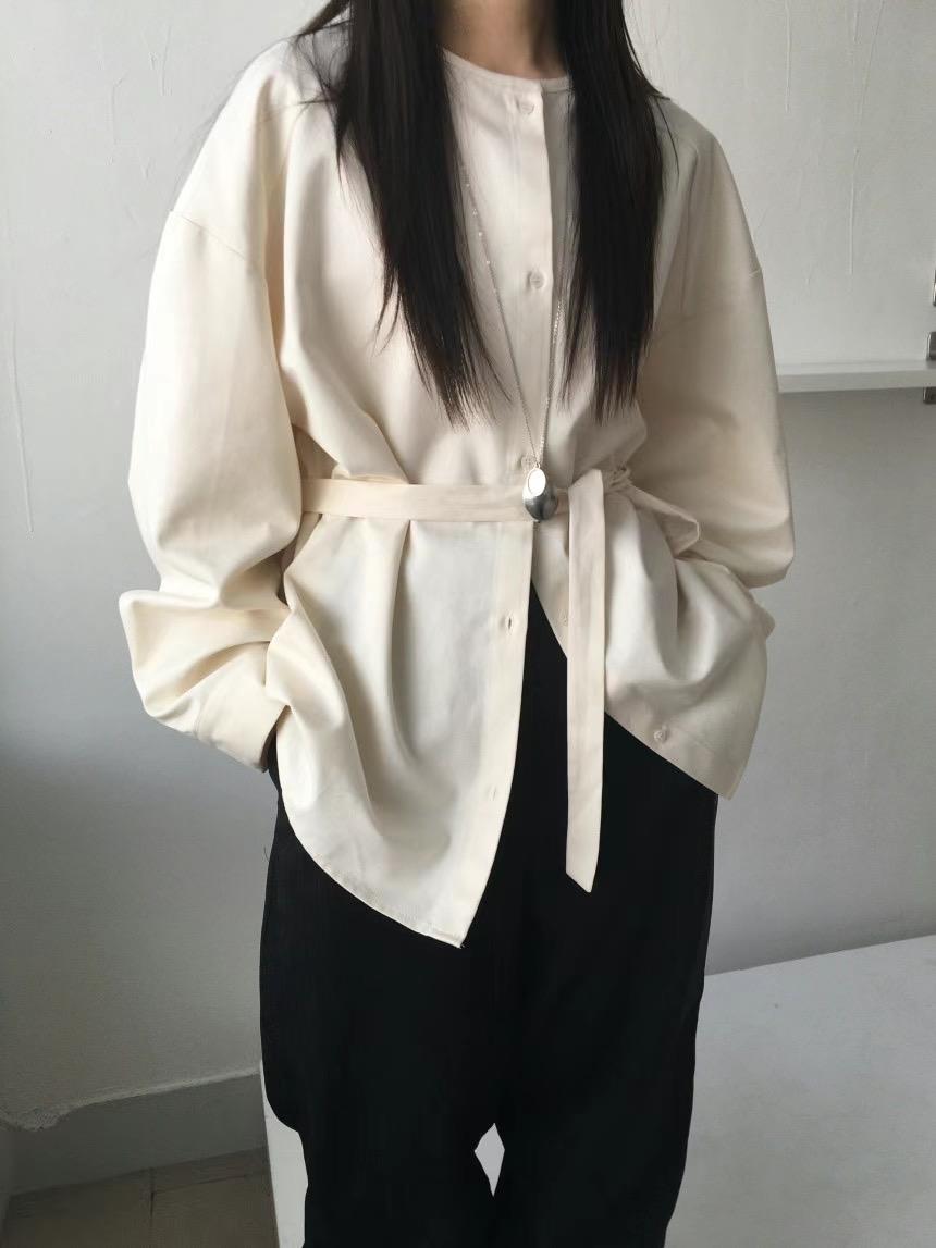 UNLESS韓國直郵東大門實拍女裝新品真品熱賣襯衫蕾絲衫含腰帶UNLESS襯衫/蕾絲衫