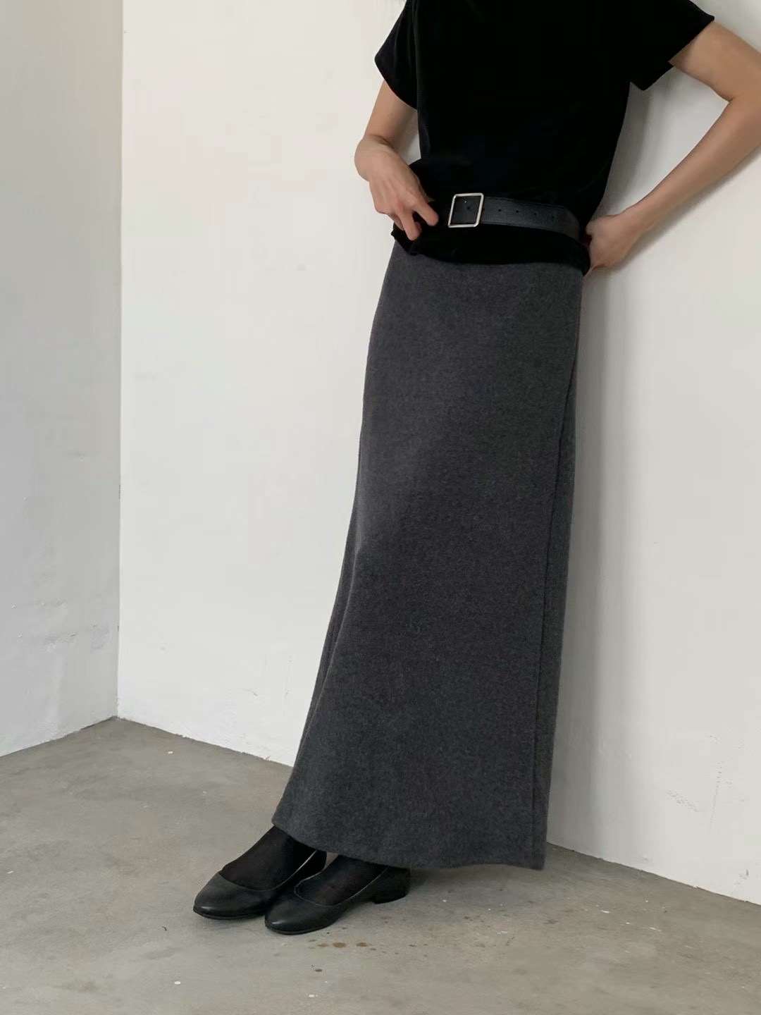UNLESS韓國直郵東大門實拍女裝新品休閑真品職業熱賣24秋冬長裙UNLESS長裙