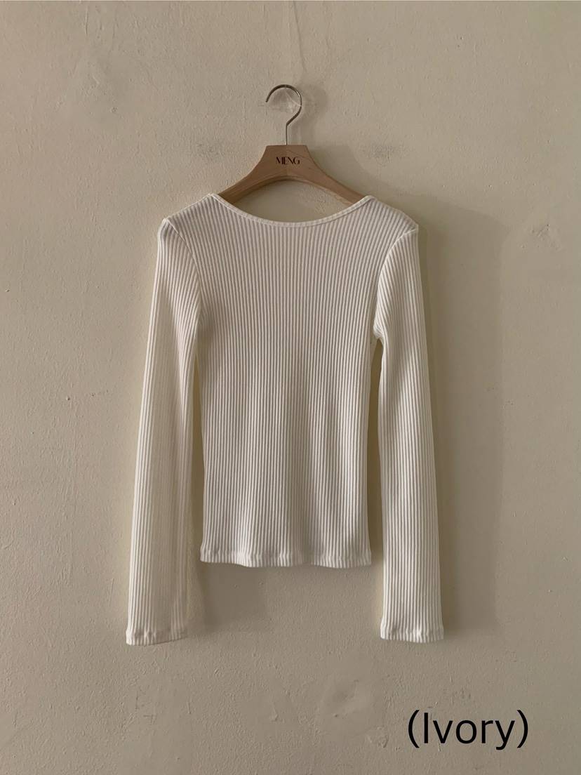 MENG韓國直郵女裝新品24秋冬推薦真品時尚熱賣長袖T恤雙面羅紋MENG長袖T恤