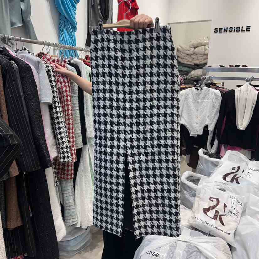 SENSIBLE-S韓國代購女裝新品職業25春夏人氣半身裙中短裙格子SENSIBLE半身裙/中短裙