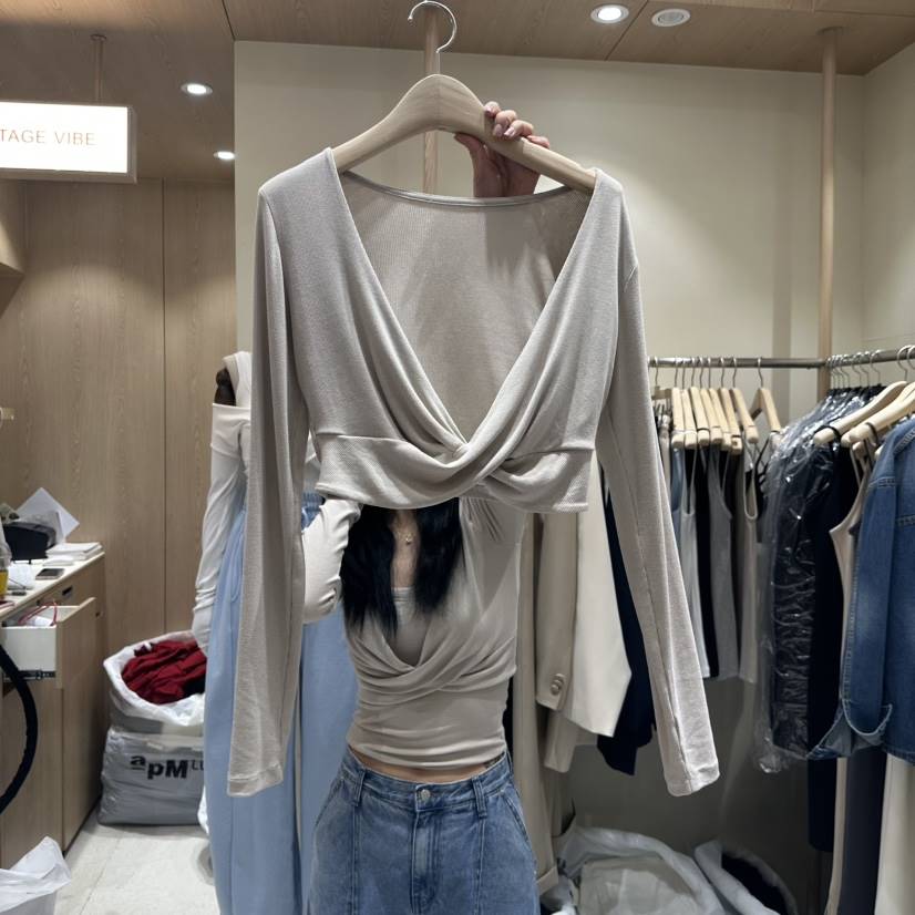 VINTAGE VIBE東大門代購女裝新品職業25春夏時尚長袖T恤春款VINTAGE VIBE長袖T恤